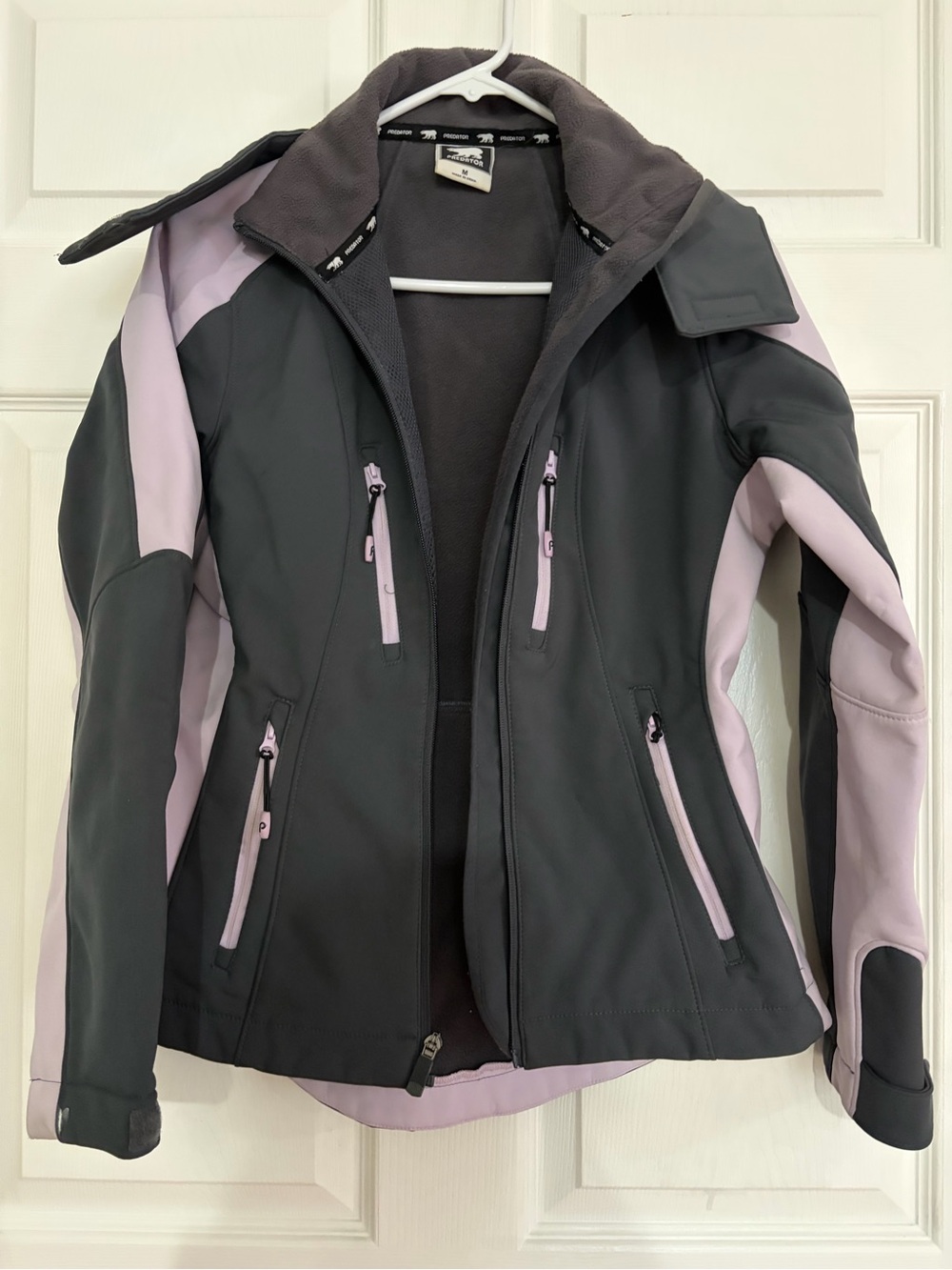 Women's Ski Softshell Jacket - Gray with Light Pink Accents